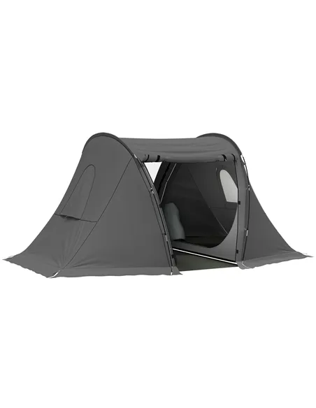 Outsunny 3 Man Camping Tent with Living Area and 2 Bedrooms, 3000mm Waterproof Family Tent with Sewn-in Groundsheet, Portable Do