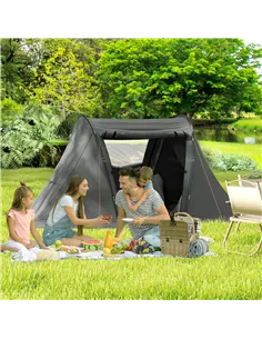 Outsunny 3 Man Camping Tent with Living Area and 2 Bedrooms, 3000mm Waterproof Family Tent with Sewn-in Groundsheet, Portable Do 2