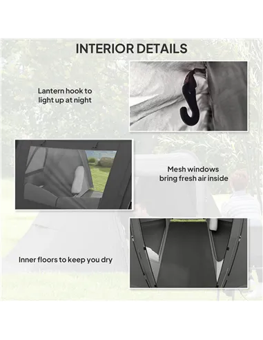 Outsunny 3 Man Camping Tent with Living Area and 2 Bedrooms, 3000mm Waterproof Family Tent with Sewn-in Groundsheet, Portable Do