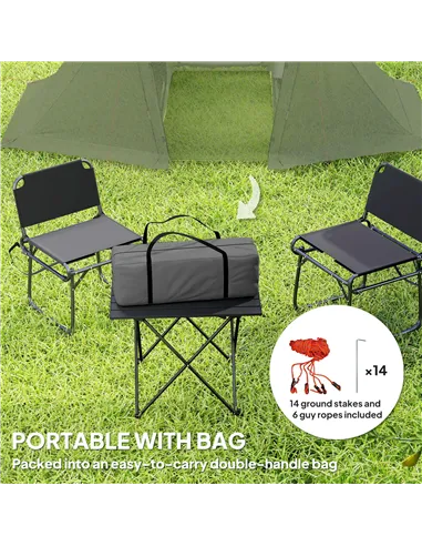 Outsunny 3 Man Camping Tent with Living Area and 2 Bedrooms, 3000mm Waterproof Family Tent with Sewn-in Groundsheet, Portable Do
