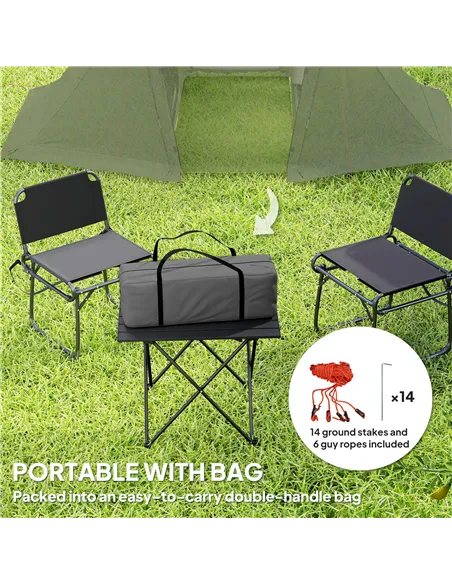 Outsunny 3 Man Camping Tent with Living Area and 2 Bedrooms, 3000mm Waterproof Family Tent with Sewn-in Groundsheet, Portable Do