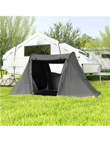 Outsunny 3 Man Camping Tent with Living Area and 2 Bedrooms, 3000mm Waterproof Family Tent with Sewn-in Groundsheet, Portable Do