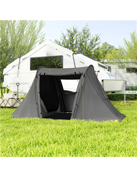 Outsunny 3 Man Camping Tent with Living Area and 2 Bedrooms, 3000mm Waterproof Family Tent with Sewn-in Groundsheet, Portable Do