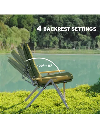 Outsunny Portable Padded Camping Chair, with Bag - Green