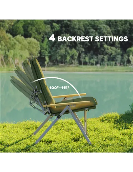 Outsunny Portable Padded Camping Chair, with Bag - Green