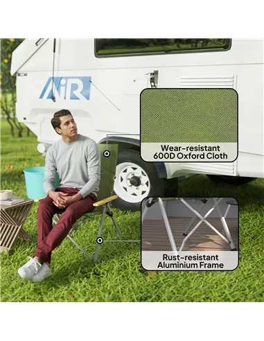 Outsunny Portable Padded Camping Chair, with Bag - Green