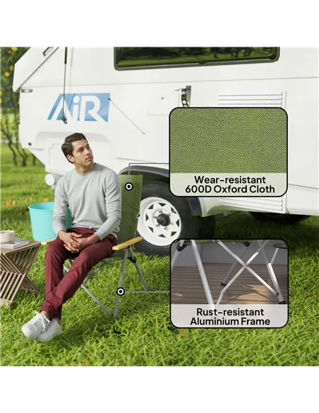 Outsunny Portable Padded Camping Chair, with Bag - Green