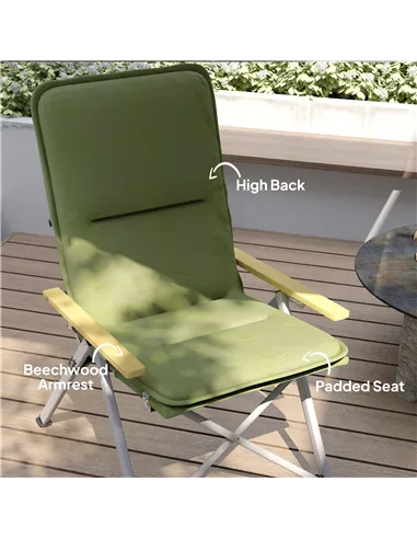 Outsunny Portable Padded Camping Chair, with Bag - Green