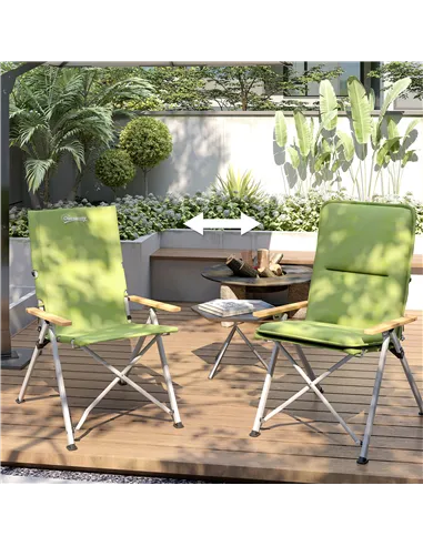 Outsunny Portable Padded Camping Chair, with Bag - Green