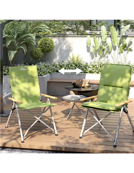 Outsunny Portable Padded Camping Chair, with Bag - Green