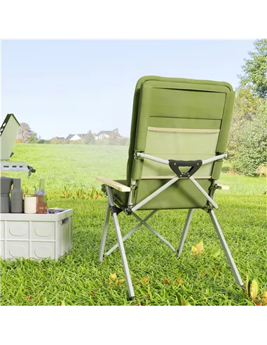 Outsunny Portable Padded Camping Chair, with Bag - Green