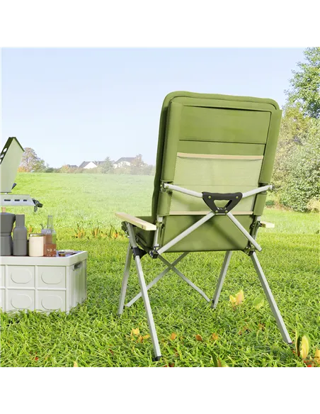Outsunny Portable Padded Camping Chair, with Bag - Green