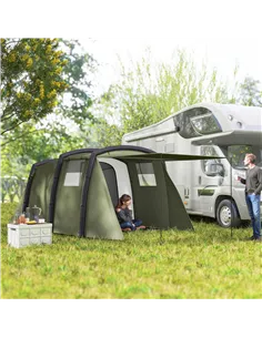 Outsunny Inflatable 3-4 Man Tunnel Tent w/ Air Pump, Living Area & Vestibule, Waterproof Family Camping Air Tent w/ Sewn In Grou 2