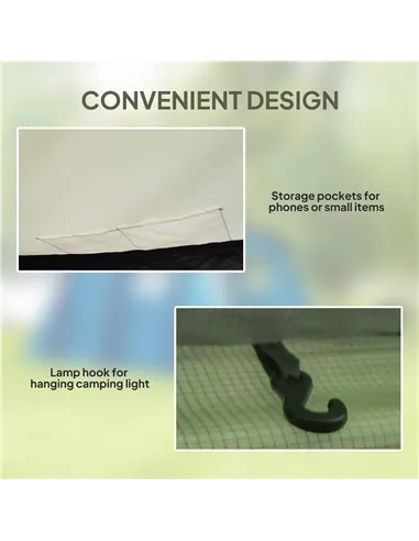 Outsunny Inflatable 3-4 Man Tunnel Tent w/ Air Pump, Living Area & Vestibule, Waterproof Family Camping Air Tent w/ Sewn In Grou