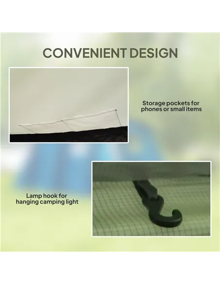 Outsunny Inflatable 3-4 Man Tunnel Tent w/ Air Pump, Living Area & Vestibule, Waterproof Family Camping Air Tent w/ Sewn In Grou