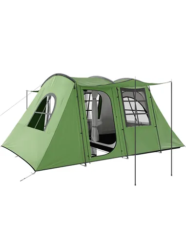 Outsunny 4 Man Tunnel Tent, Family Camping Tent with Porch, Bedroom and Living Area, Sewn in Groundsheet, 3000mm Waterproof, Por