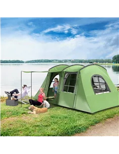 Outsunny 4 Man Tunnel Tent, Family Camping Tent with Porch, Bedroom and Living Area, Sewn in Groundsheet, 3000mm Waterproof, Por 2