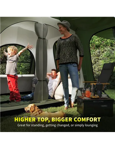 Outsunny 4 Man Tunnel Tent, Family Camping Tent with Porch, Bedroom and Living Area, Sewn in Groundsheet, 3000mm Waterproof, Por