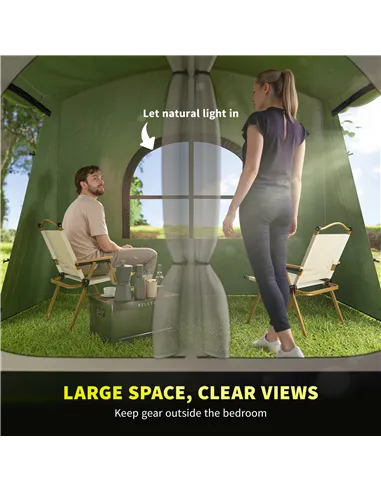 Outsunny 4 Man Tunnel Tent, Family Camping Tent with Porch, Bedroom and Living Area, Sewn in Groundsheet, 3000mm Waterproof, Por