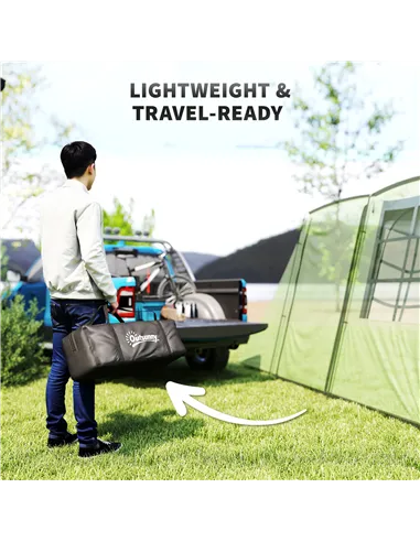 Outsunny 4 Man Tunnel Tent, Family Camping Tent with Porch, Bedroom and Living Area, Sewn in Groundsheet, 3000mm Waterproof, Por