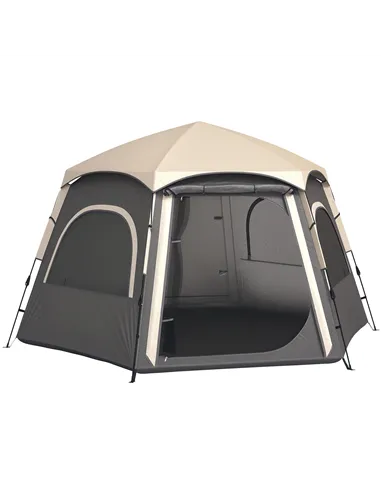 Outsunny Instant Pop Up Camping Tent, 2/3/4 Person Easy Setup Dome Family Tent with Vestibule, Rainfly, 4 Mesh Windows & 2 Doors