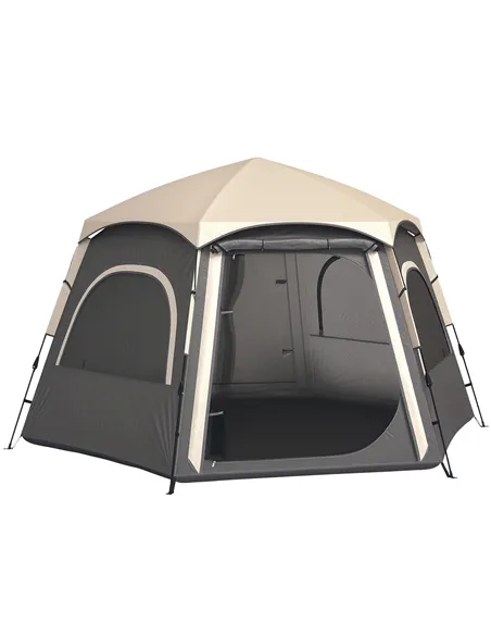 Outsunny Instant Pop Up Camping Tent, 2/3/4 Person Easy Setup Dome Family Tent with Vestibule, Rainfly, 4 Mesh Windows & 2 Doors