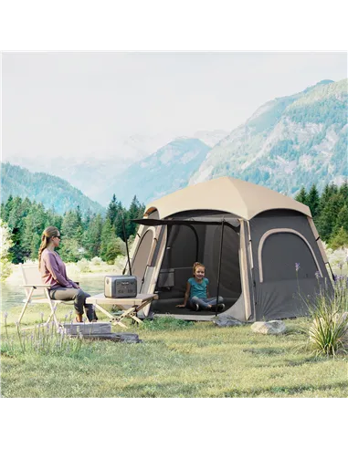 Outsunny Instant Pop Up Camping Tent, 2/3/4 Person Easy Setup Dome Family Tent with Vestibule, Rainfly, 4 Mesh Windows & 2 Doors