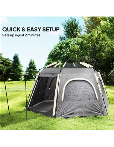 Outsunny Instant Pop Up Camping Tent, 2/3/4 Person Easy Setup Dome Family Tent with Vestibule, Rainfly, 4 Mesh Windows & 2 Doors