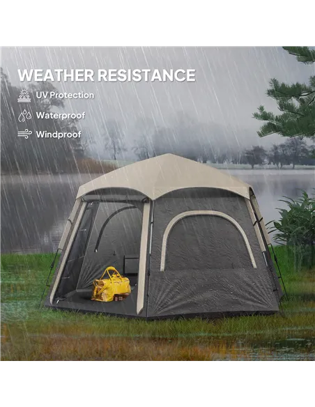 Outsunny Instant Pop Up Camping Tent, 2/3/4 Person Easy Setup Dome Family Tent with Vestibule, Rainfly, 4 Mesh Windows & 2 Doors