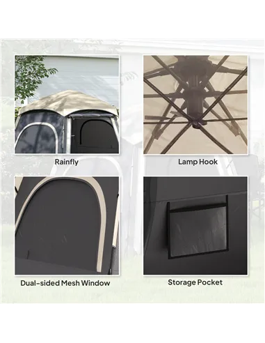 Outsunny Instant Pop Up Camping Tent, 2/3/4 Person Easy Setup Dome Family Tent with Vestibule, Rainfly, 4 Mesh Windows & 2 Doors