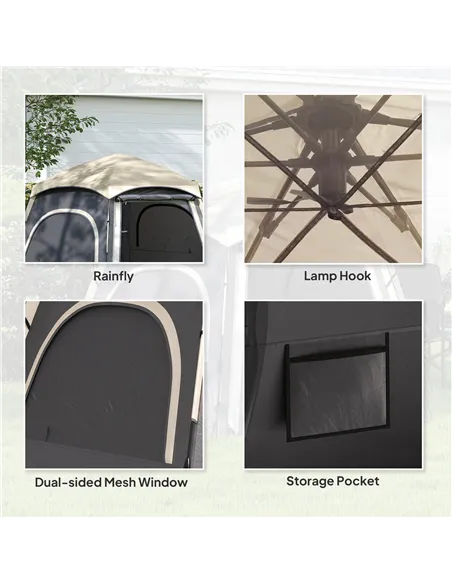 Outsunny Instant Pop Up Camping Tent, 2/3/4 Person Easy Setup Dome Family Tent with Vestibule, Rainfly, 4 Mesh Windows & 2 Doors