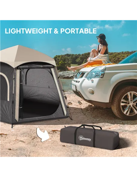 Outsunny Instant Pop Up Camping Tent, 2/3/4 Person Easy Setup Dome Family Tent with Vestibule, Rainfly, 4 Mesh Windows & 2 Doors