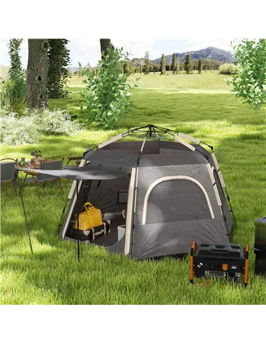 Outsunny Instant Pop Up Camping Tent, 2/3/4 Person Easy Setup Dome Family Tent with Vestibule, Rainfly, 4 Mesh Windows & 2 Doors