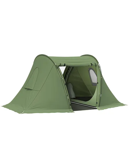 Outsunny 3 Man Camping Tent with Living Area and 2 Bedrooms, 3000mm Waterproof Family Tent with Sewn-in Groundsheet and bag, Por