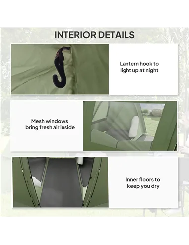 Outsunny 3 Man Camping Tent with Living Area and 2 Bedrooms, 3000mm Waterproof Family Tent with Sewn-in Groundsheet and bag, Por