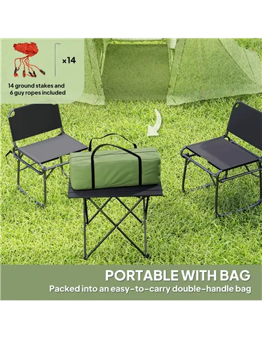 Outsunny 3 Man Camping Tent with Living Area and 2 Bedrooms, 3000mm Waterproof Family Tent with Sewn-in Groundsheet and bag, Por