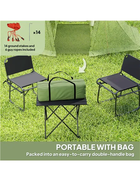 Outsunny 3 Man Camping Tent with Living Area and 2 Bedrooms, 3000mm Waterproof Family Tent with Sewn-in Groundsheet and bag, Por