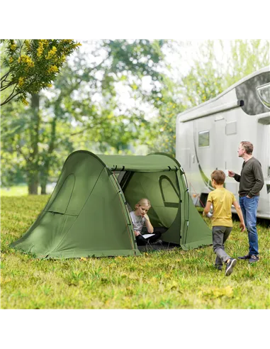 Outsunny 3 Man Camping Tent with Living Area and 2 Bedrooms, 3000mm Waterproof Family Tent with Sewn-in Groundsheet and bag, Por