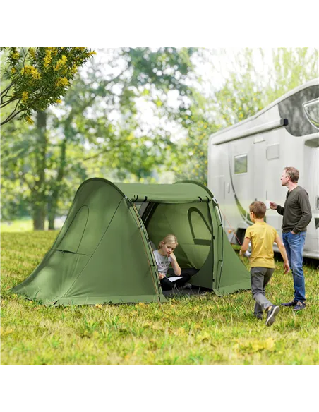 Outsunny 3 Man Camping Tent with Living Area and 2 Bedrooms, 3000mm Waterproof Family Tent with Sewn-in Groundsheet and bag, Por