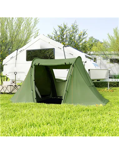 Outsunny 3 Man Camping Tent with Living Area and 2 Bedrooms, 3000mm Waterproof Family Tent with Sewn-in Groundsheet and bag, Por