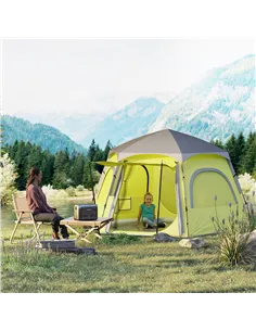 Outsunny Instant Pop Up Camping Tent, 2/3/4 Person Easy Setup Dome Family Tent with Vestibule, Rainfly, 4 Mesh Windows & 2 Doors 2