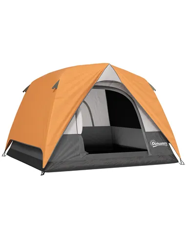 Outsunny 3-4 Person Camping Tent, Easy Set Up Waterproof Dome Tent with Sewn-in Groundsheet, Mesh Windows, Pocket and Hook for C