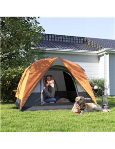 Outsunny 3-4 Person Camping Tent, Easy Set Up Waterproof Dome Tent with Sewn-in Groundsheet, Mesh Windows, Pocket and Hook for C 2