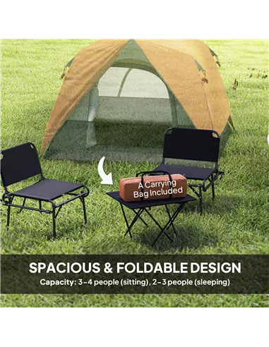 Outsunny 3-4 Person Camping Tent, Easy Set Up Waterproof Dome Tent with Sewn-in Groundsheet, Mesh Windows, Pocket and Hook for C