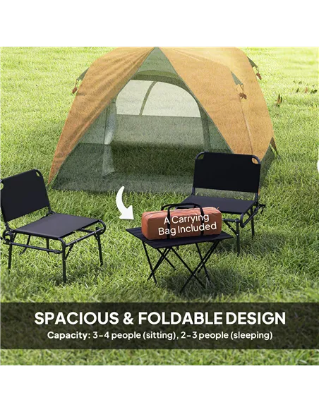 Outsunny 3-4 Person Camping Tent, Easy Set Up Waterproof Dome Tent with Sewn-in Groundsheet, Mesh Windows, Pocket and Hook for C