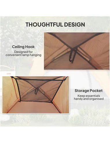 Outsunny 3-4 Person Camping Tent, Easy Set Up Waterproof Dome Tent with Sewn-in Groundsheet, Mesh Windows, Pocket and Hook for C