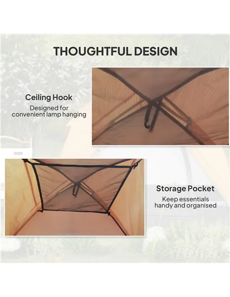 Outsunny 3-4 Person Camping Tent, Easy Set Up Waterproof Dome Tent with Sewn-in Groundsheet, Mesh Windows, Pocket and Hook for C