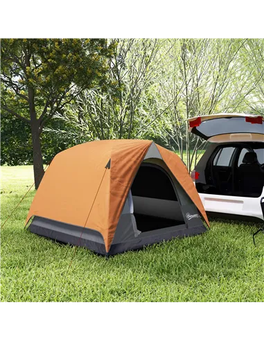 Outsunny 3-4 Person Camping Tent, Easy Set Up Waterproof Dome Tent with Sewn-in Groundsheet, Mesh Windows, Pocket and Hook for C