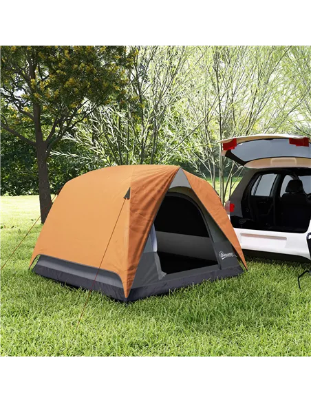 Outsunny 3-4 Person Camping Tent, Easy Set Up Waterproof Dome Tent with Sewn-in Groundsheet, Mesh Windows, Pocket and Hook for C