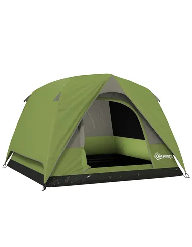 Outsunny 3-4 Person Camping Tent, Easy Set Up Waterproof Dome Tent with Sewn-in Groundsheet, Mesh Windows, Pocket and Hook for C